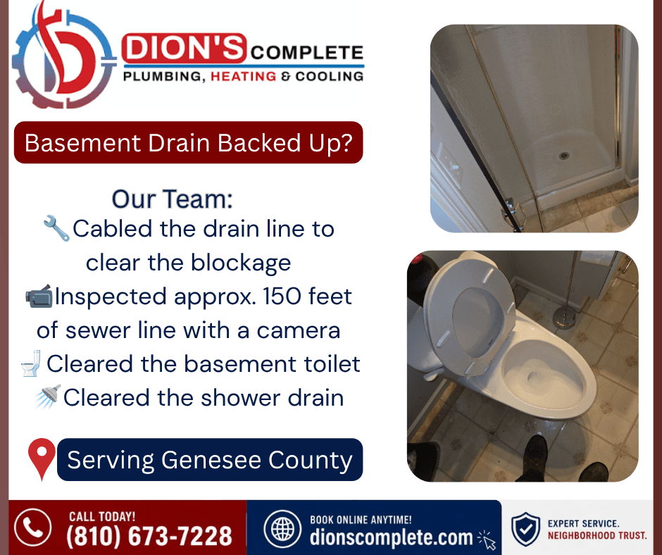 Basement Drain Backup Cleared in Flushing MI image